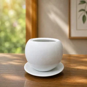 White Ceramic Cactus Planter