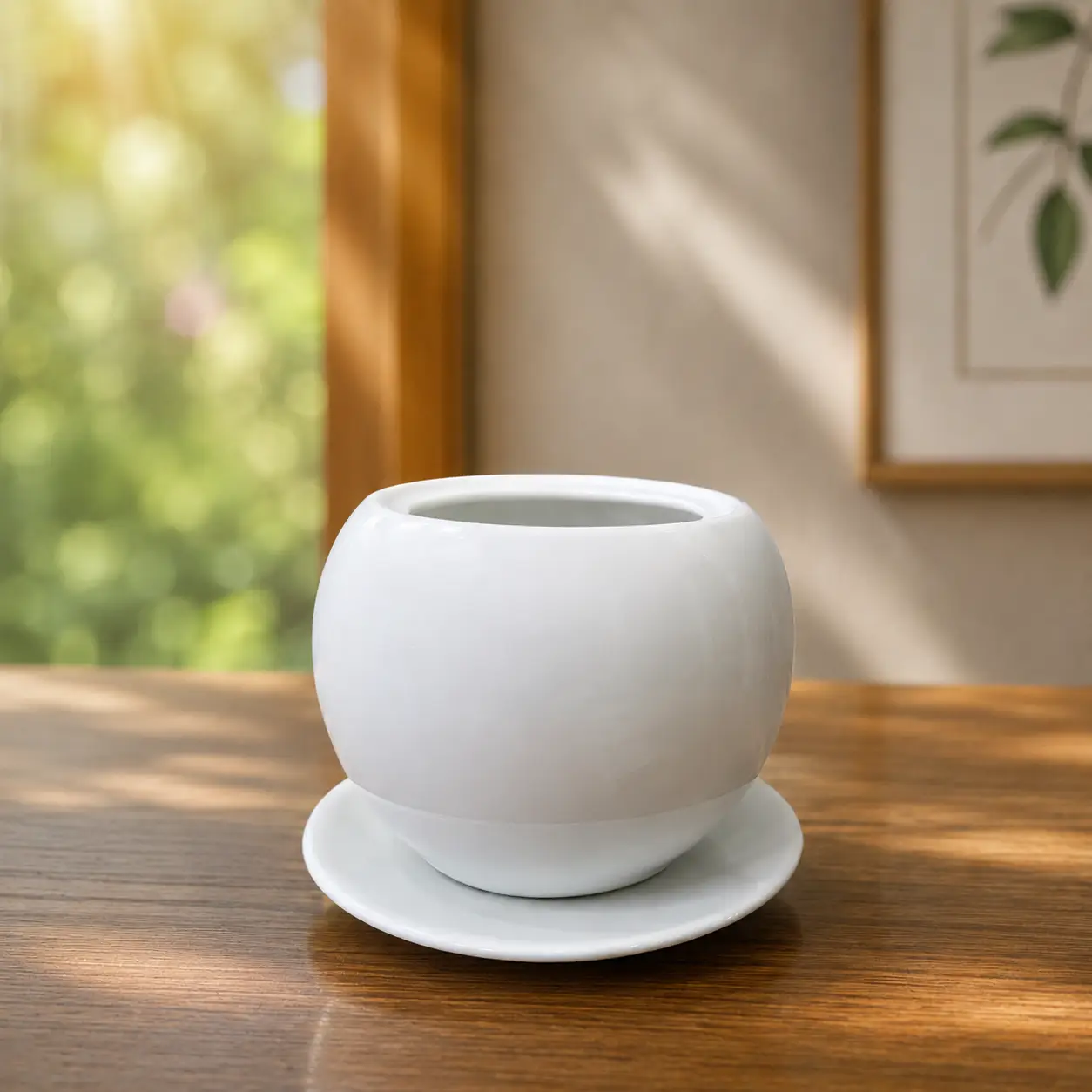 White Ceramic Cactus Planter