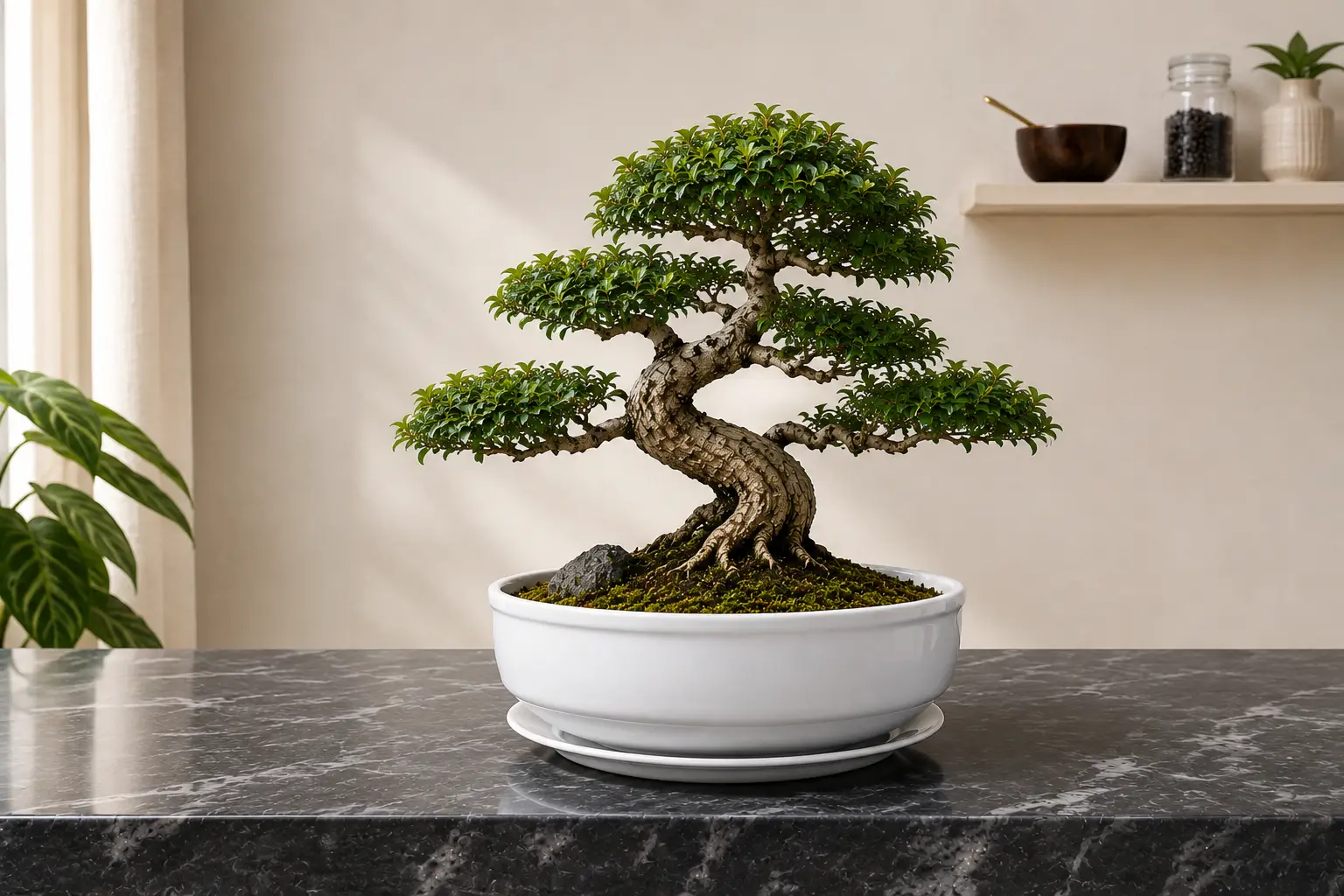 Ceramic Bonsai Pot with Tray