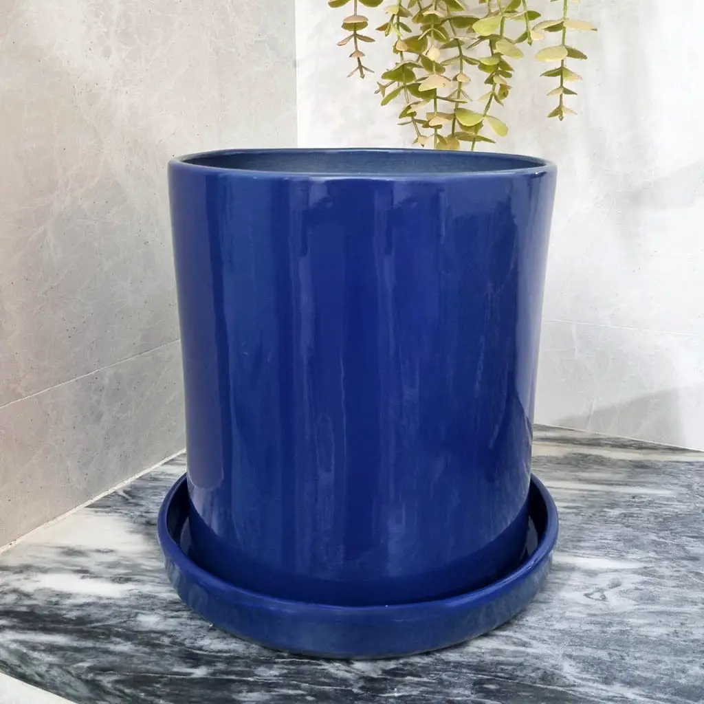 Large tob N. Blue ( Cylinder) (1) Ceramic planter
